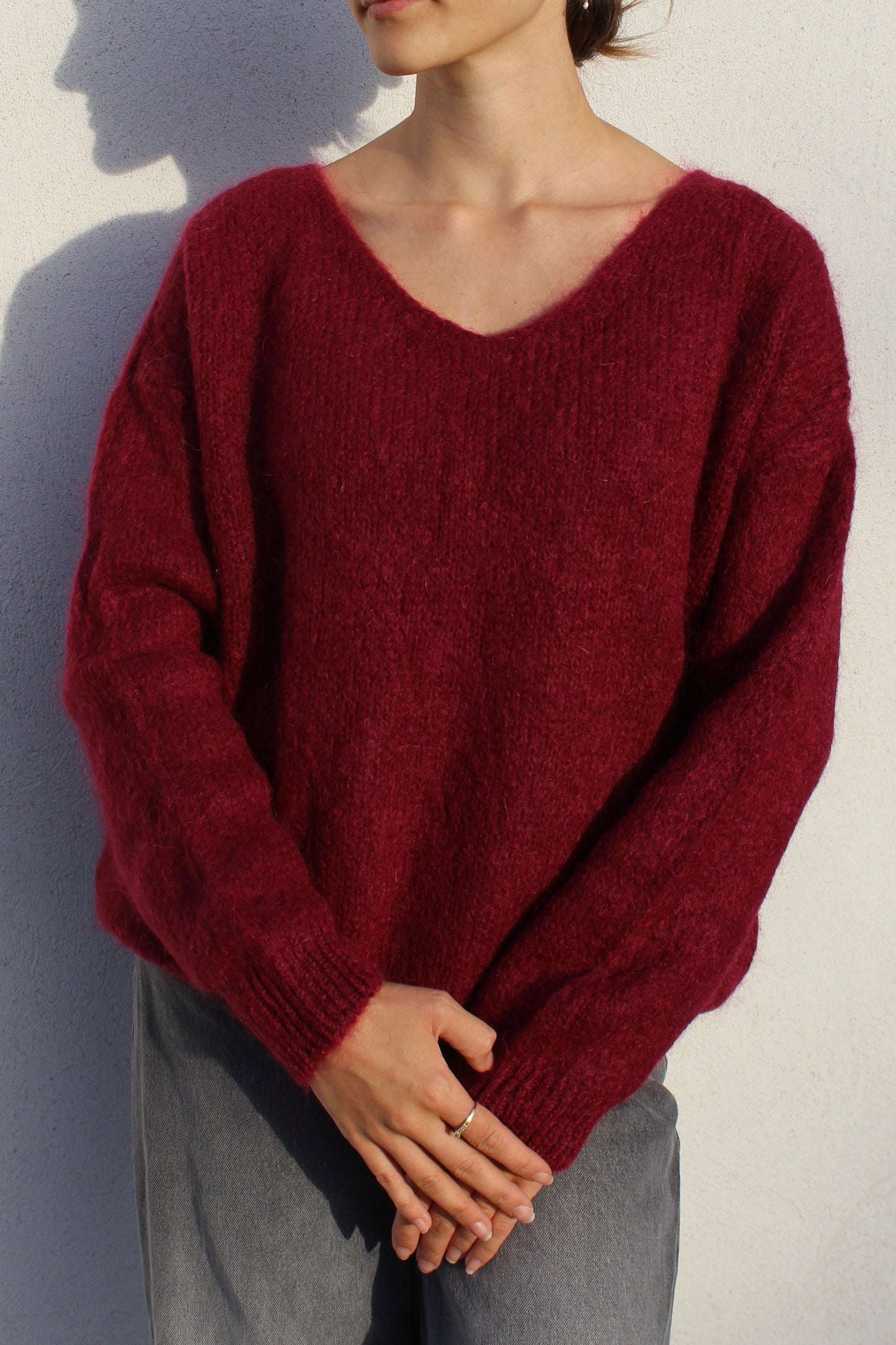 Pull bordeaux mohair