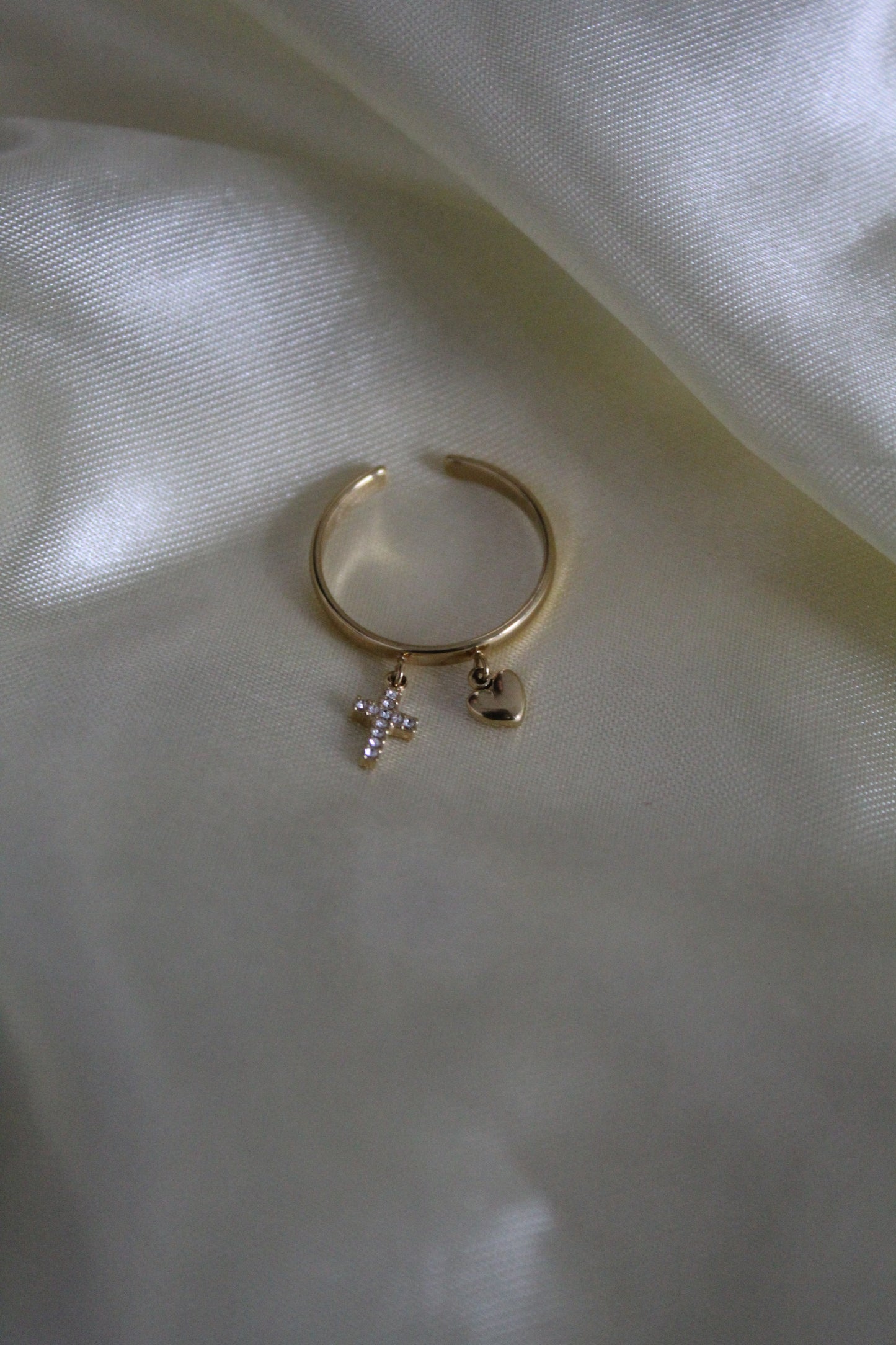 Bague croix et cœur