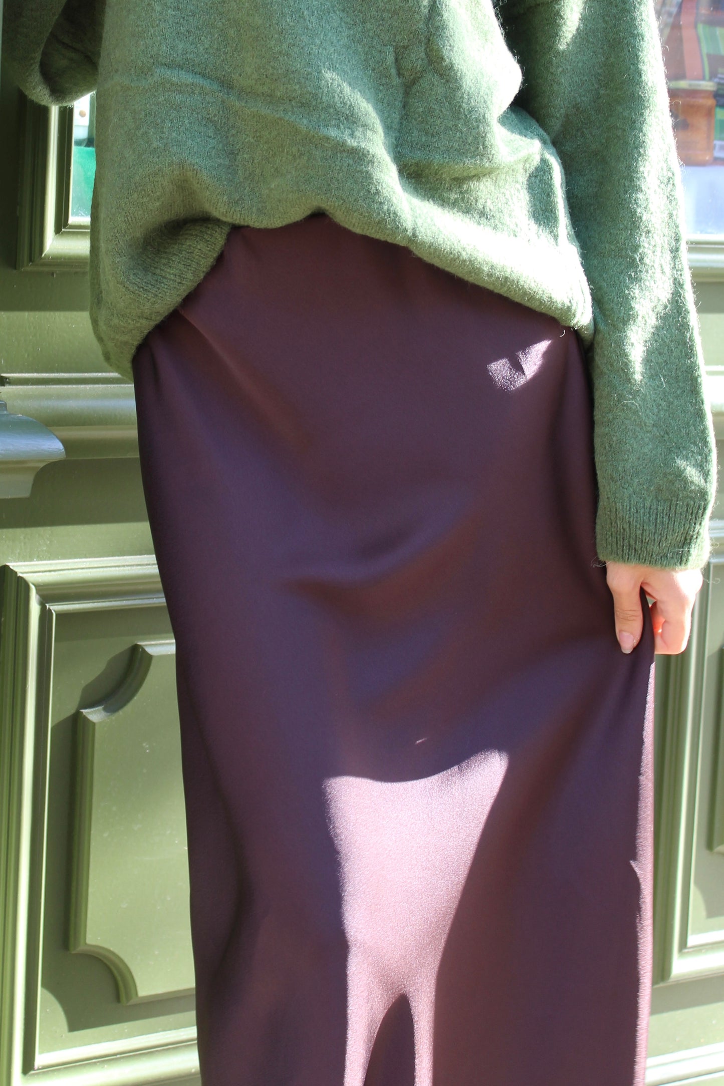 Jupe satin marron