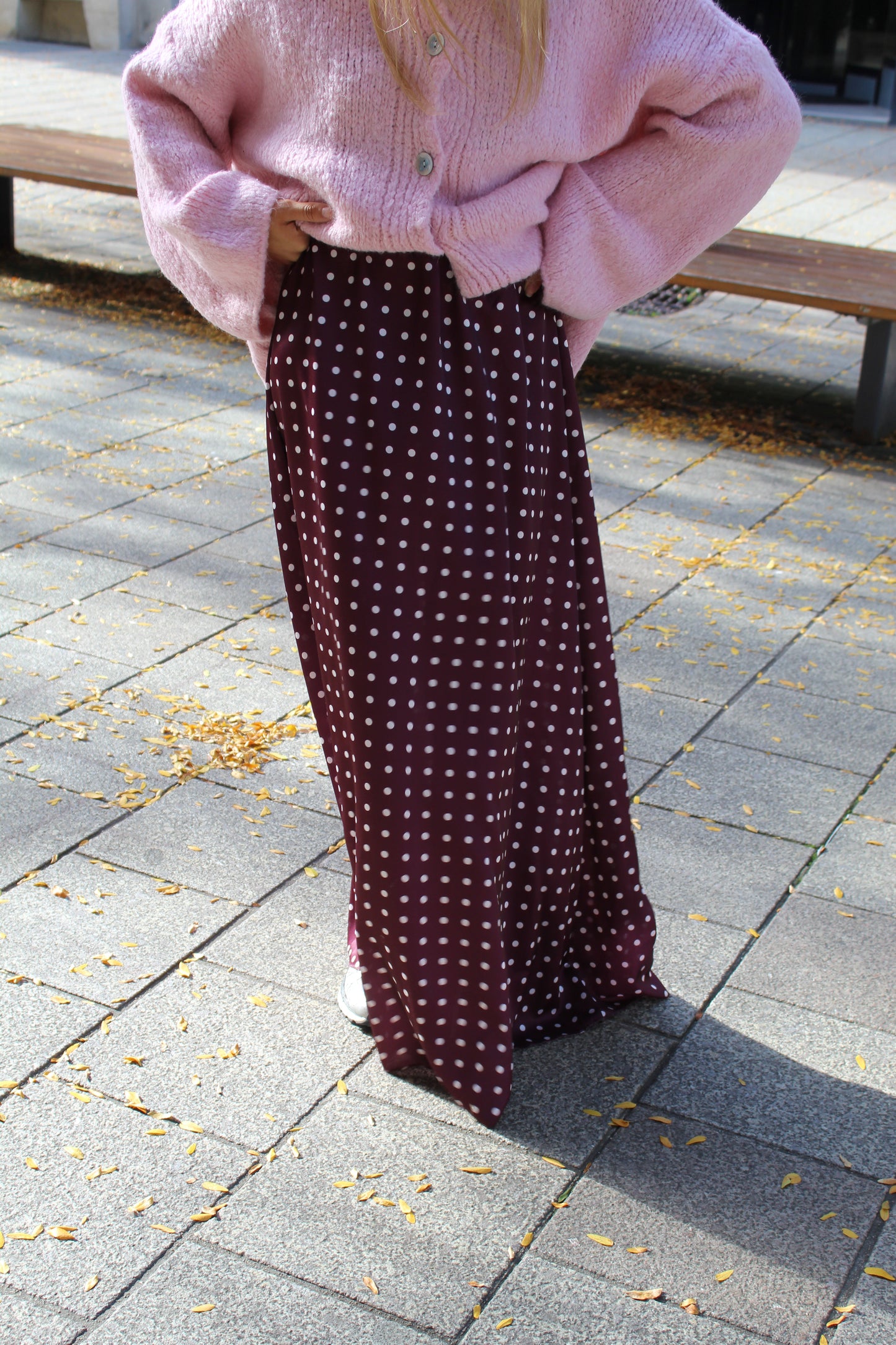 Jupe à pois prune