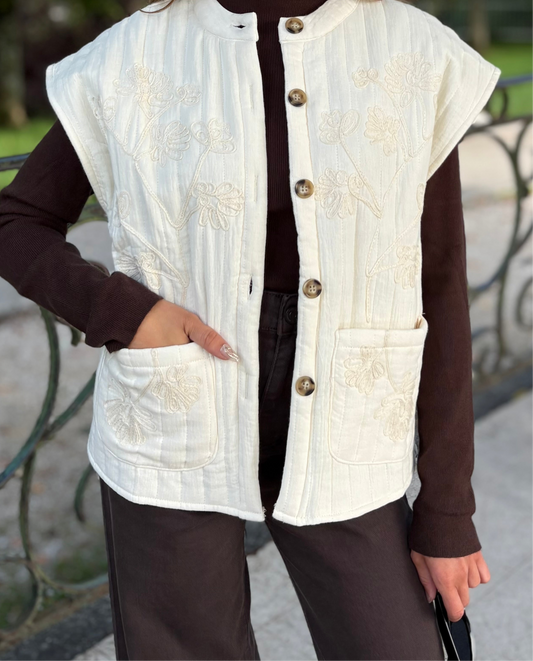 Veste sans manche - Crème