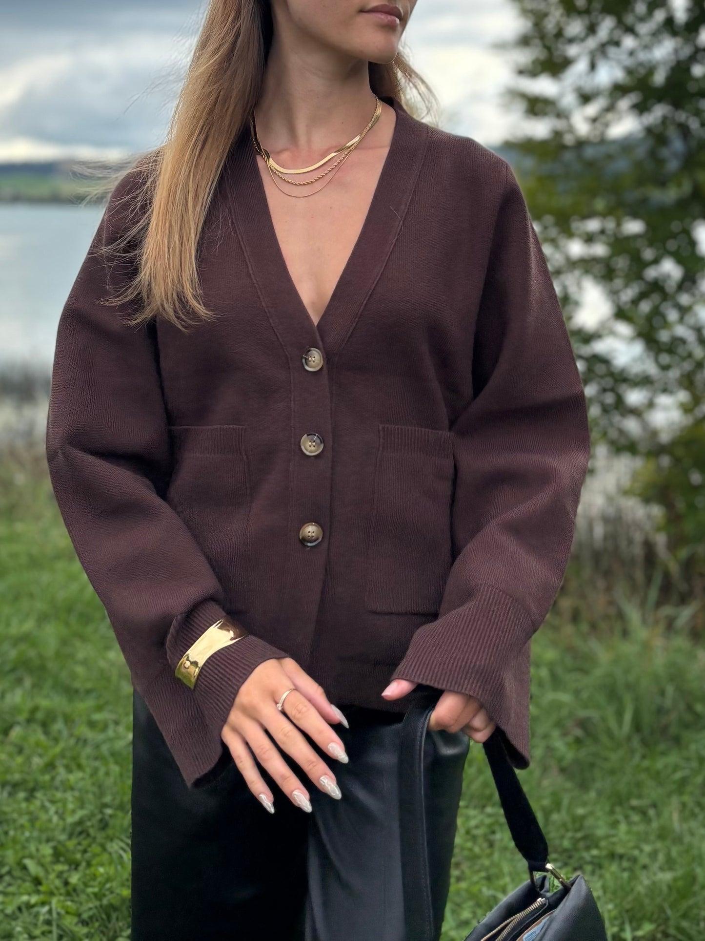 Cardigan cintré chocolat