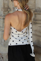 Top à pois dos nu - Blanc