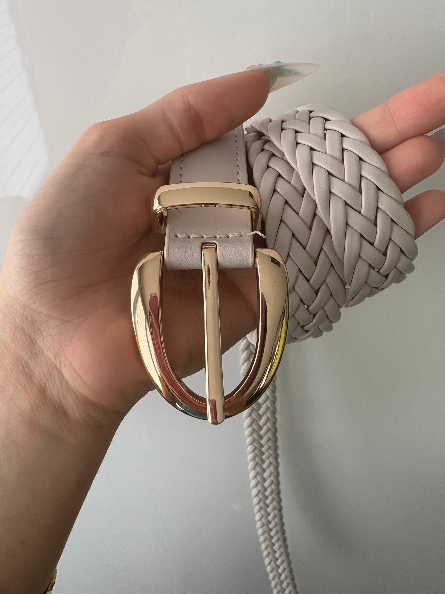 Ceinture tressée beige