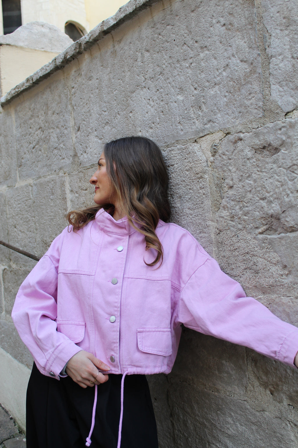 Veste en jean rose