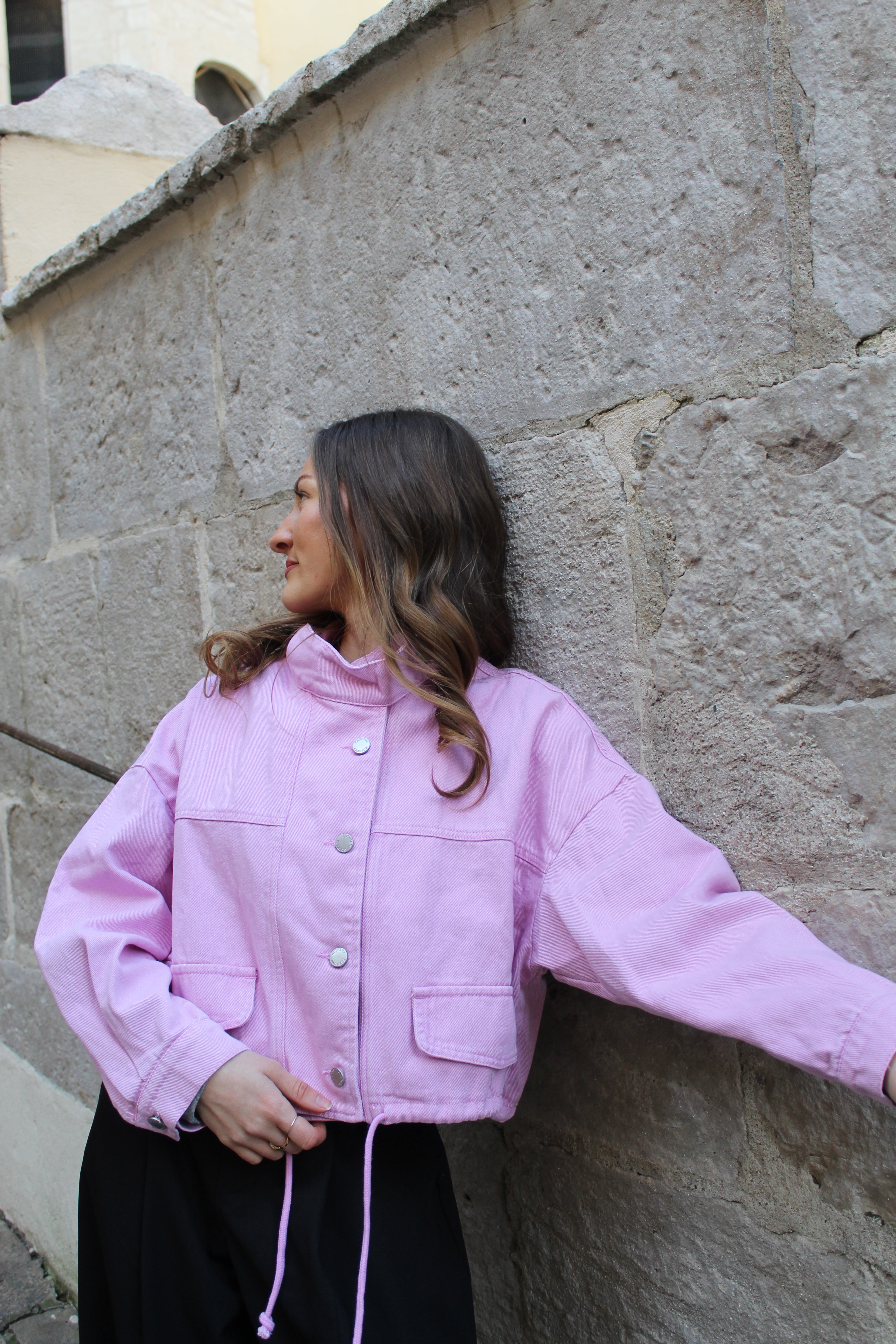 Veste en jean rose
