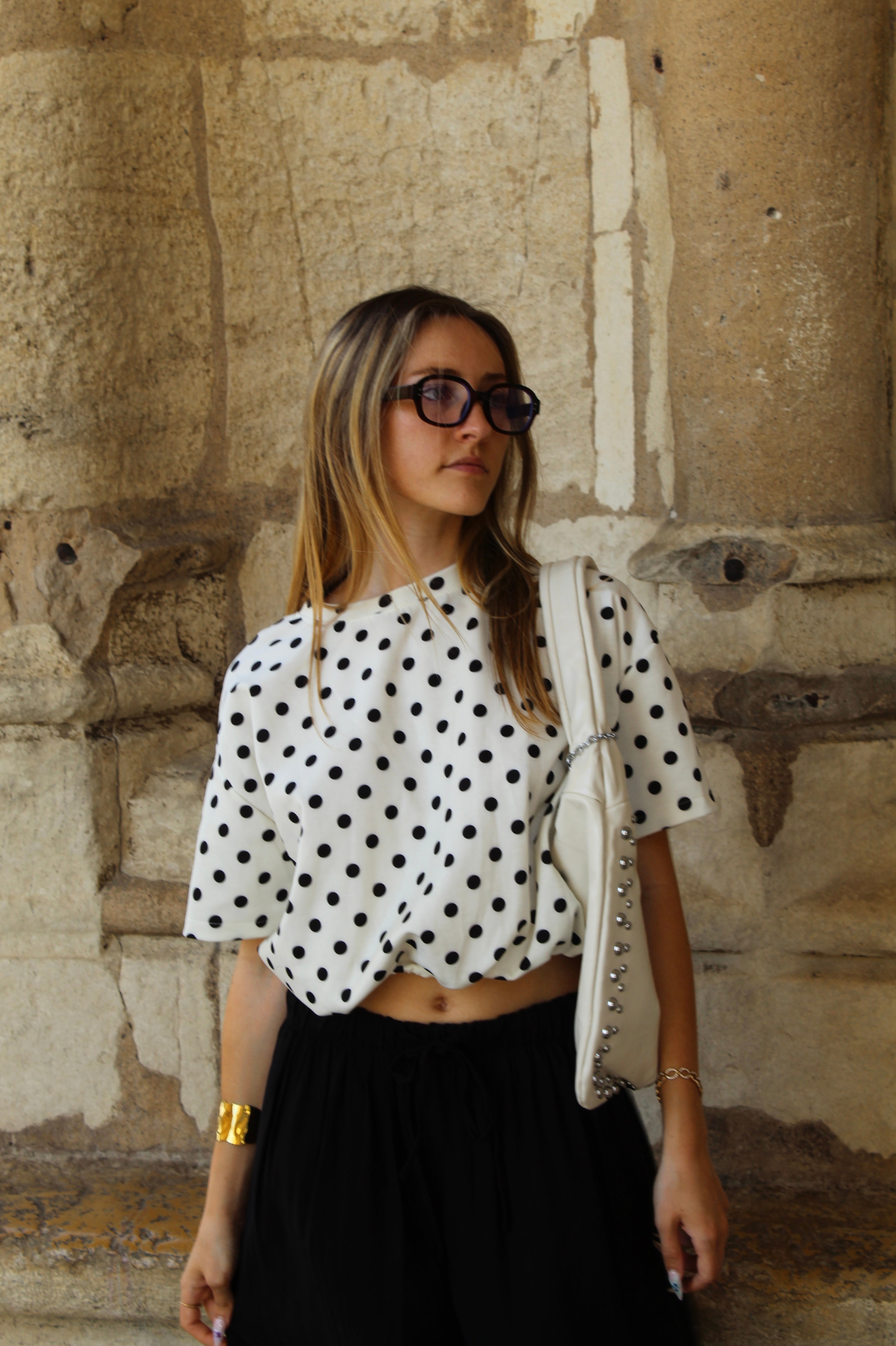 T-shirt à pois - Blanc