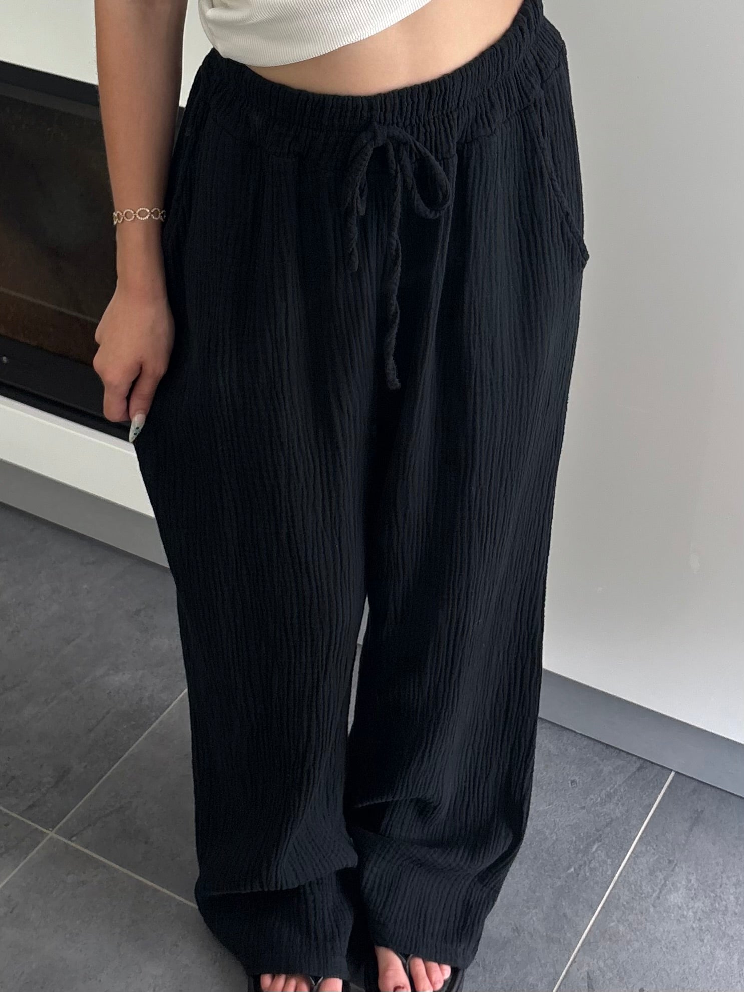 Pantalon gaze de coton - Noir
