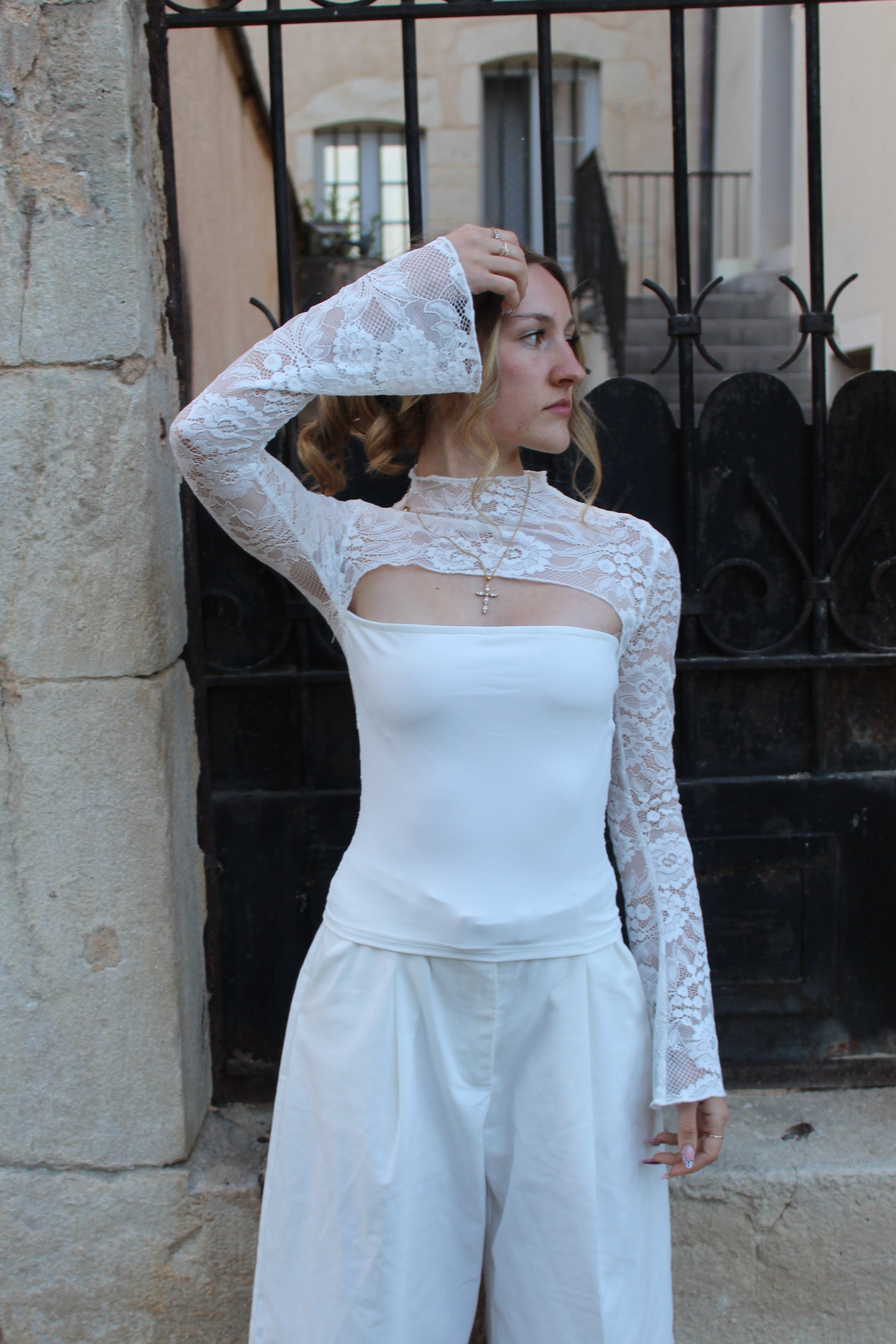 Top dentelle blanc