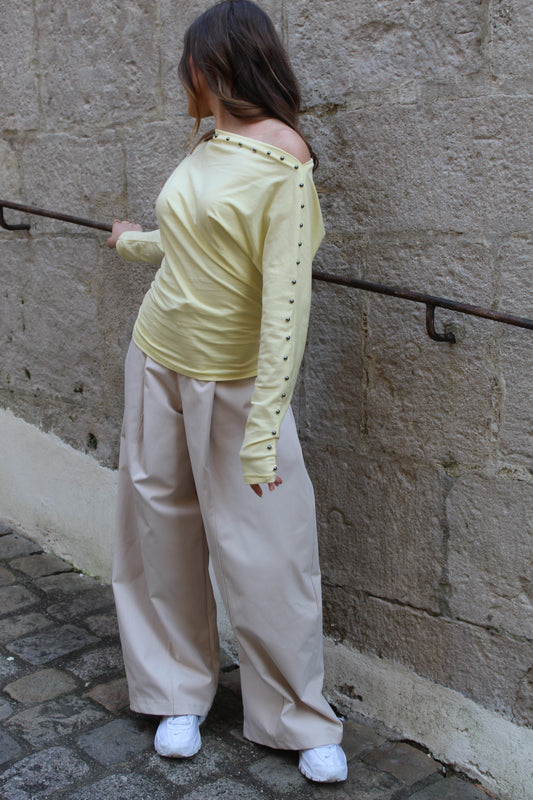 Top manches cloutées - jaune