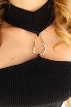Top bijoux noir