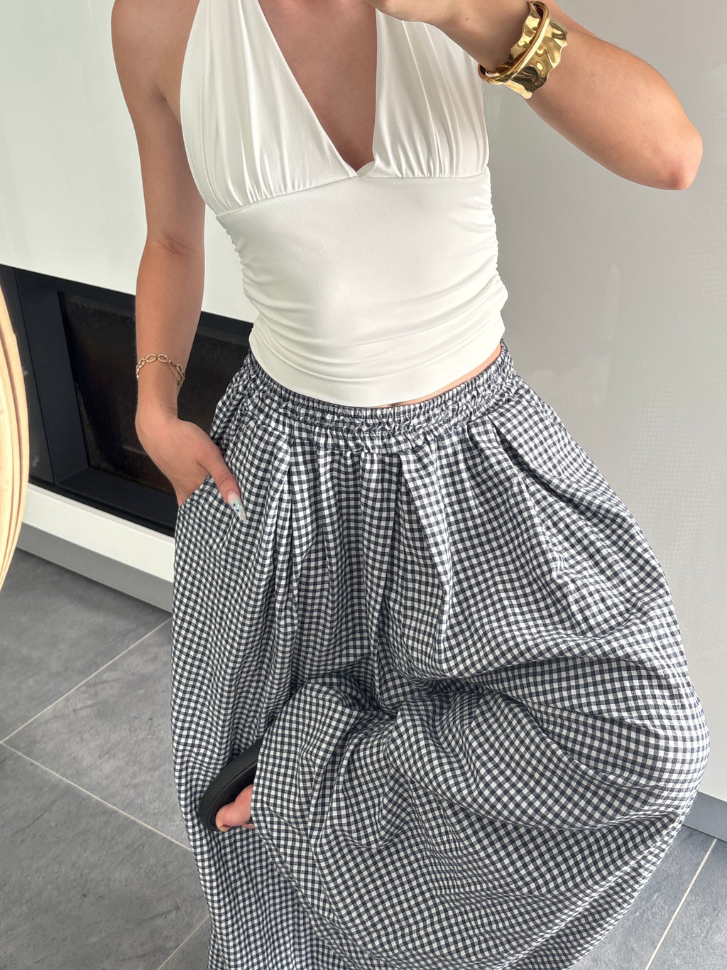 Pantalon carreaux - Marine