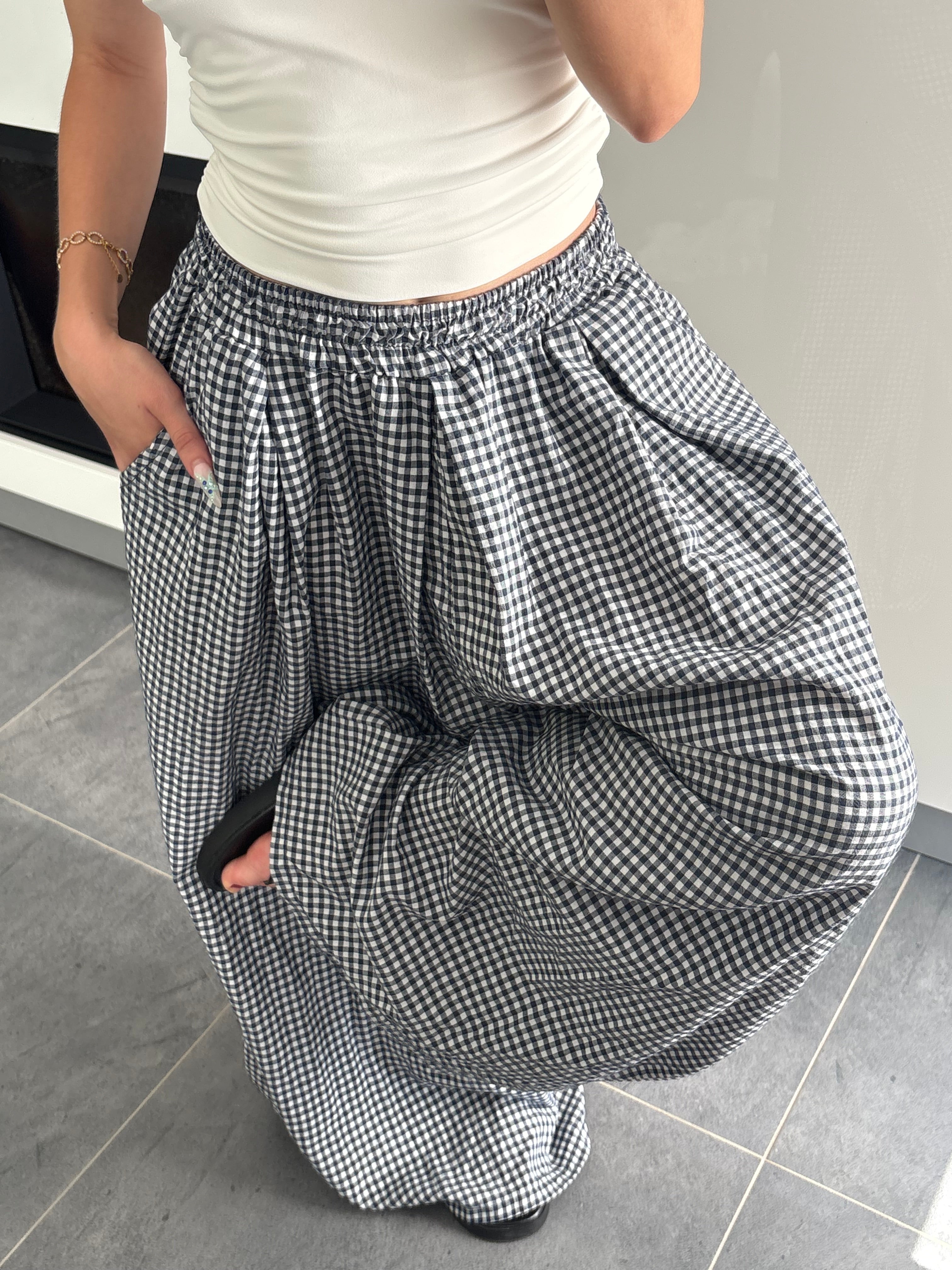 Pantalon carreaux - Marine