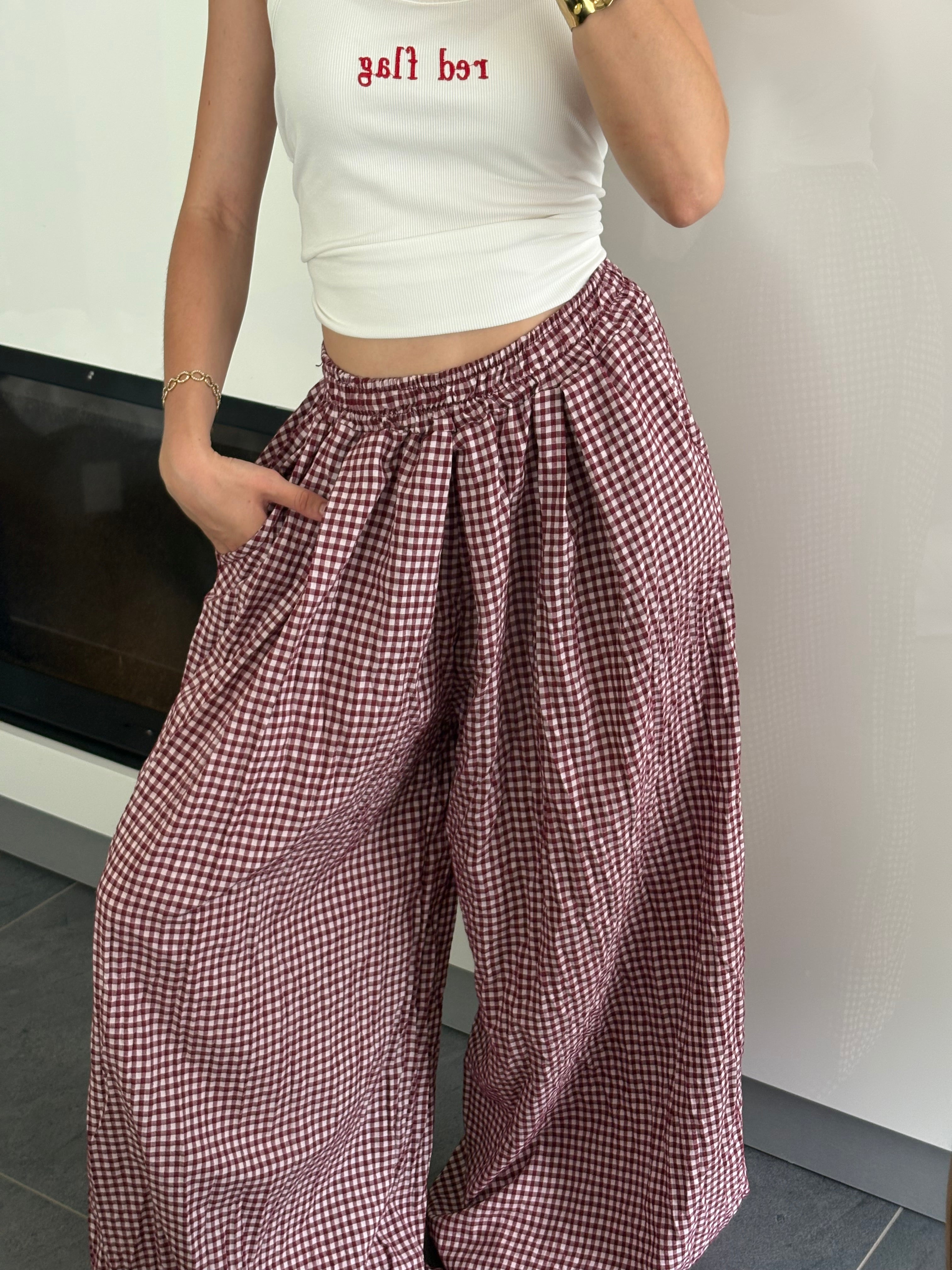 Pantalon carreaux - Bordeaux (précommande)