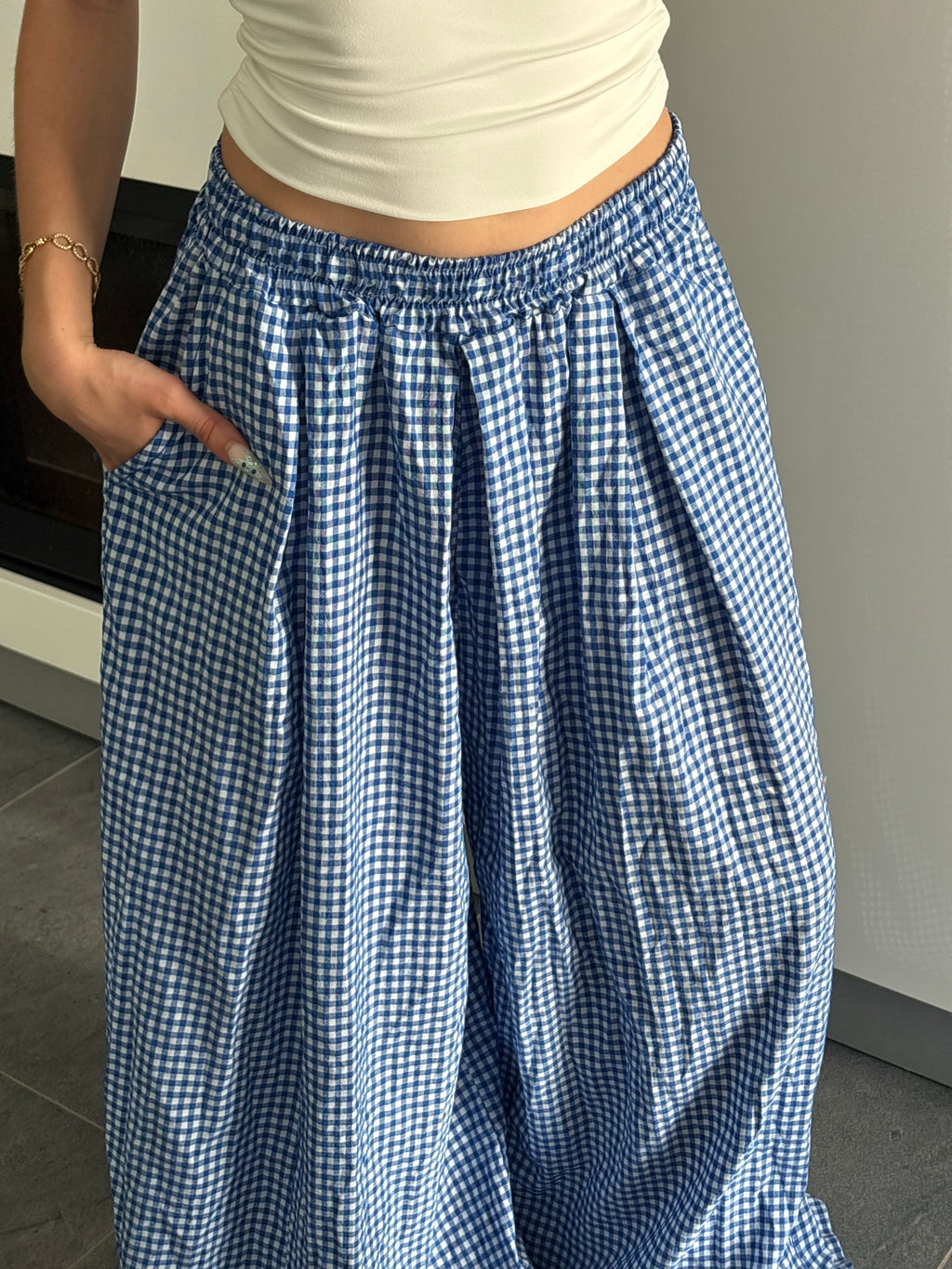 Pantalon carreaux - Bleu roi