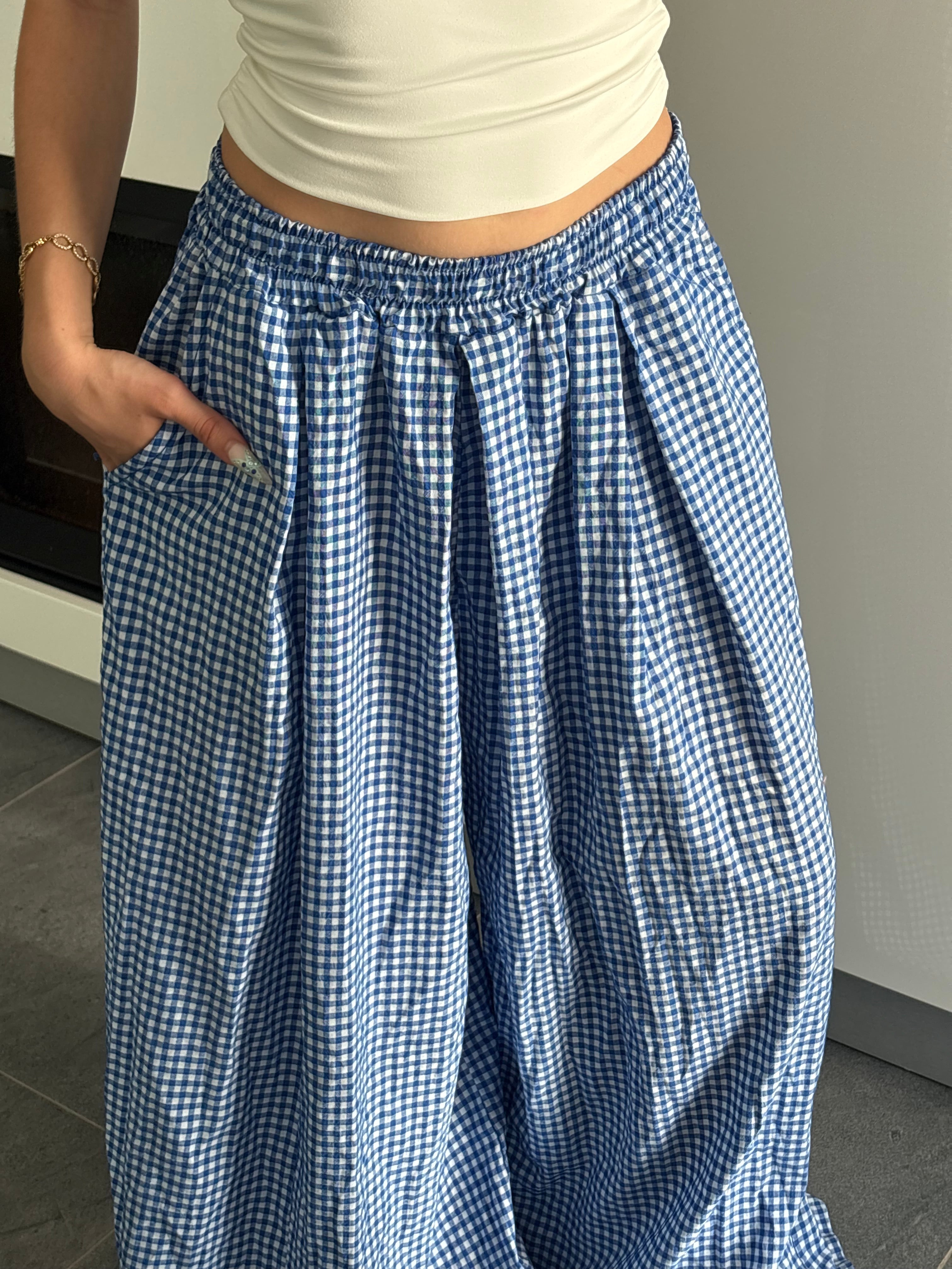 Pantalon carreaux - Bleu roi