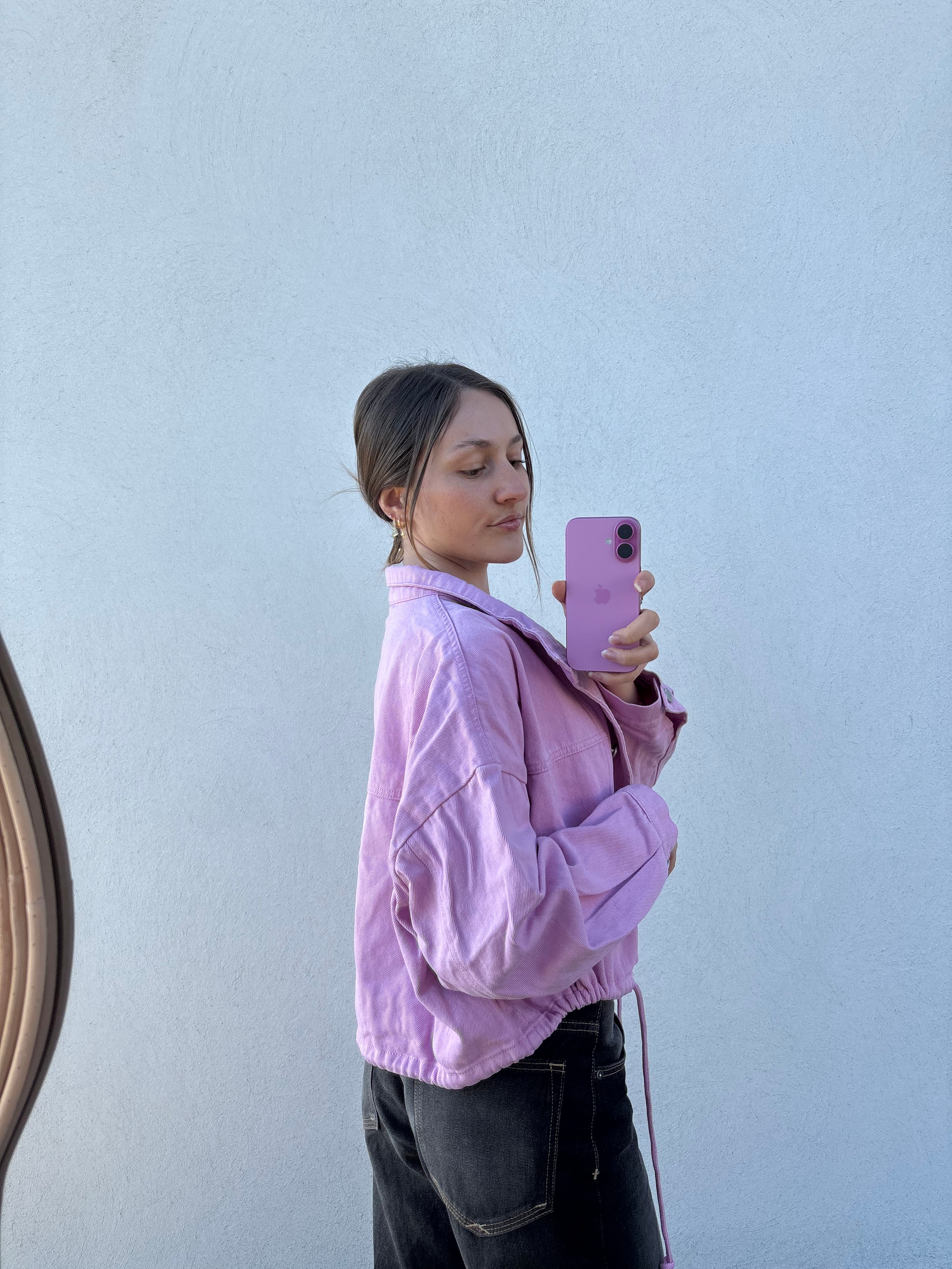 Veste en jean rose