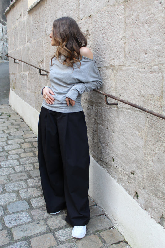 Top manches cloutées - gris