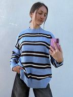 Pull rayé bleu