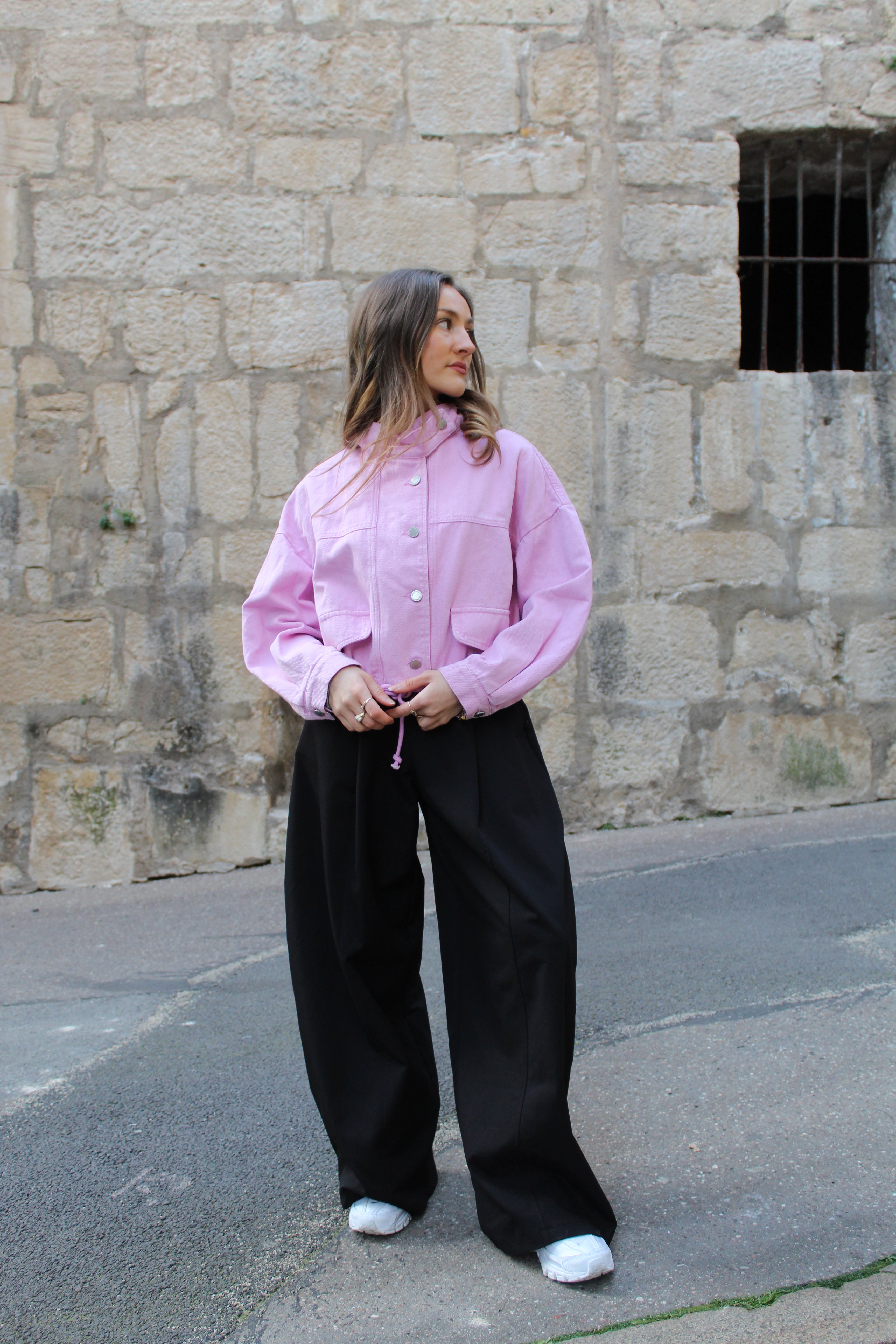 Veste en jean rose