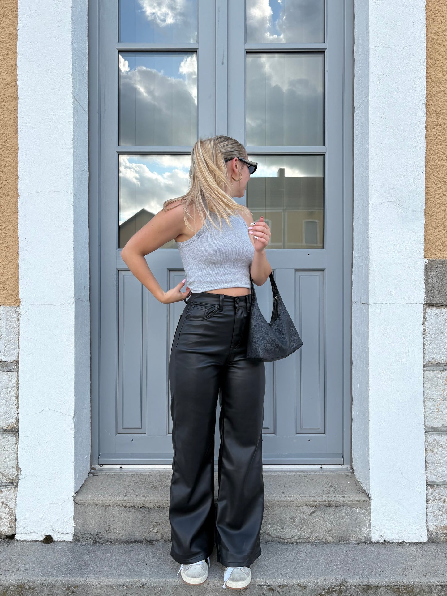 Pantalon similicuir noir