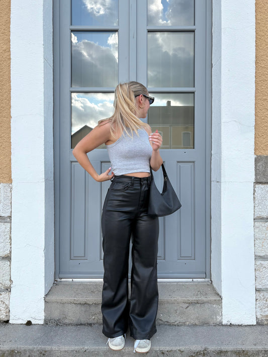 Pantalon similicuir noir