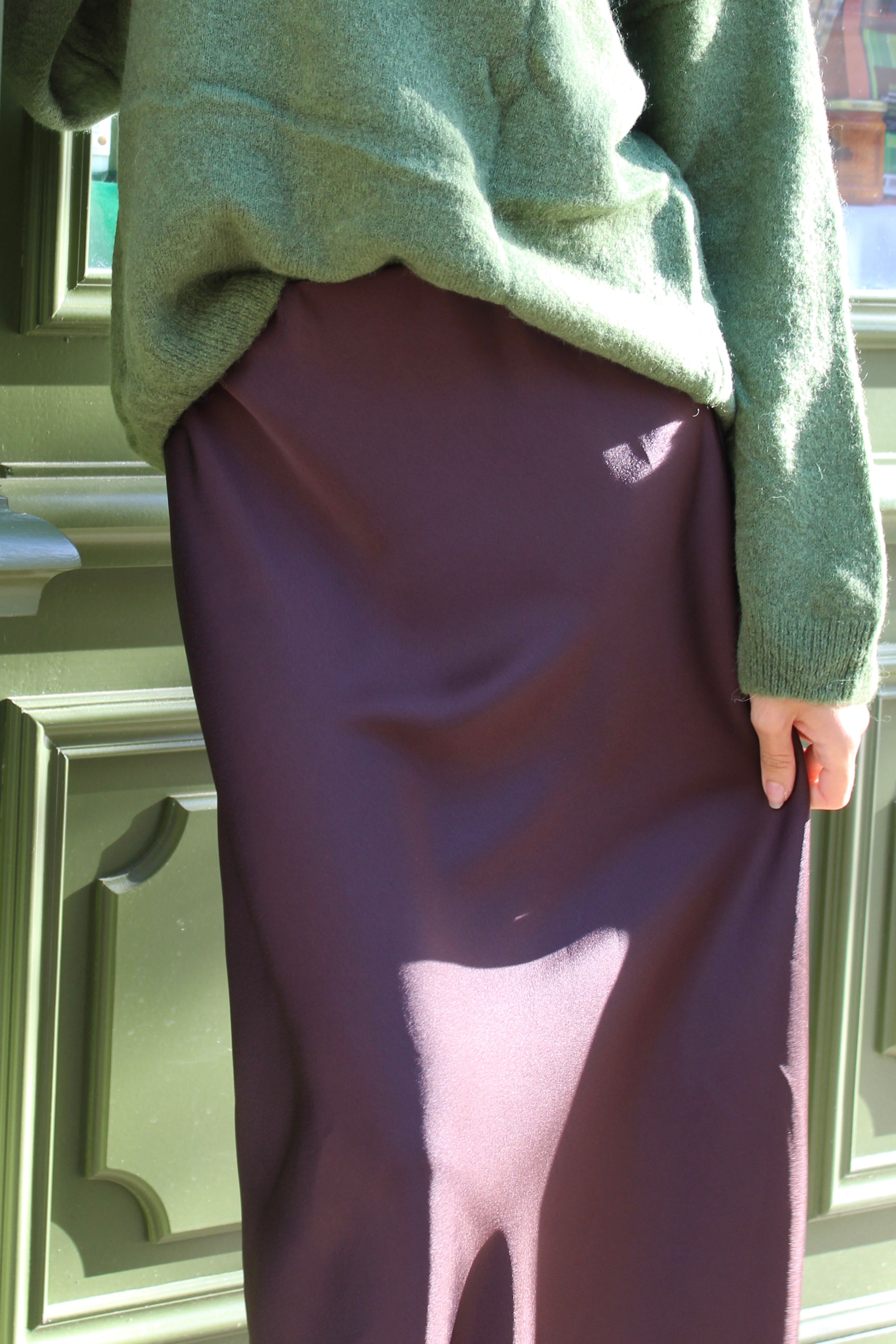 Jupe satin marron
