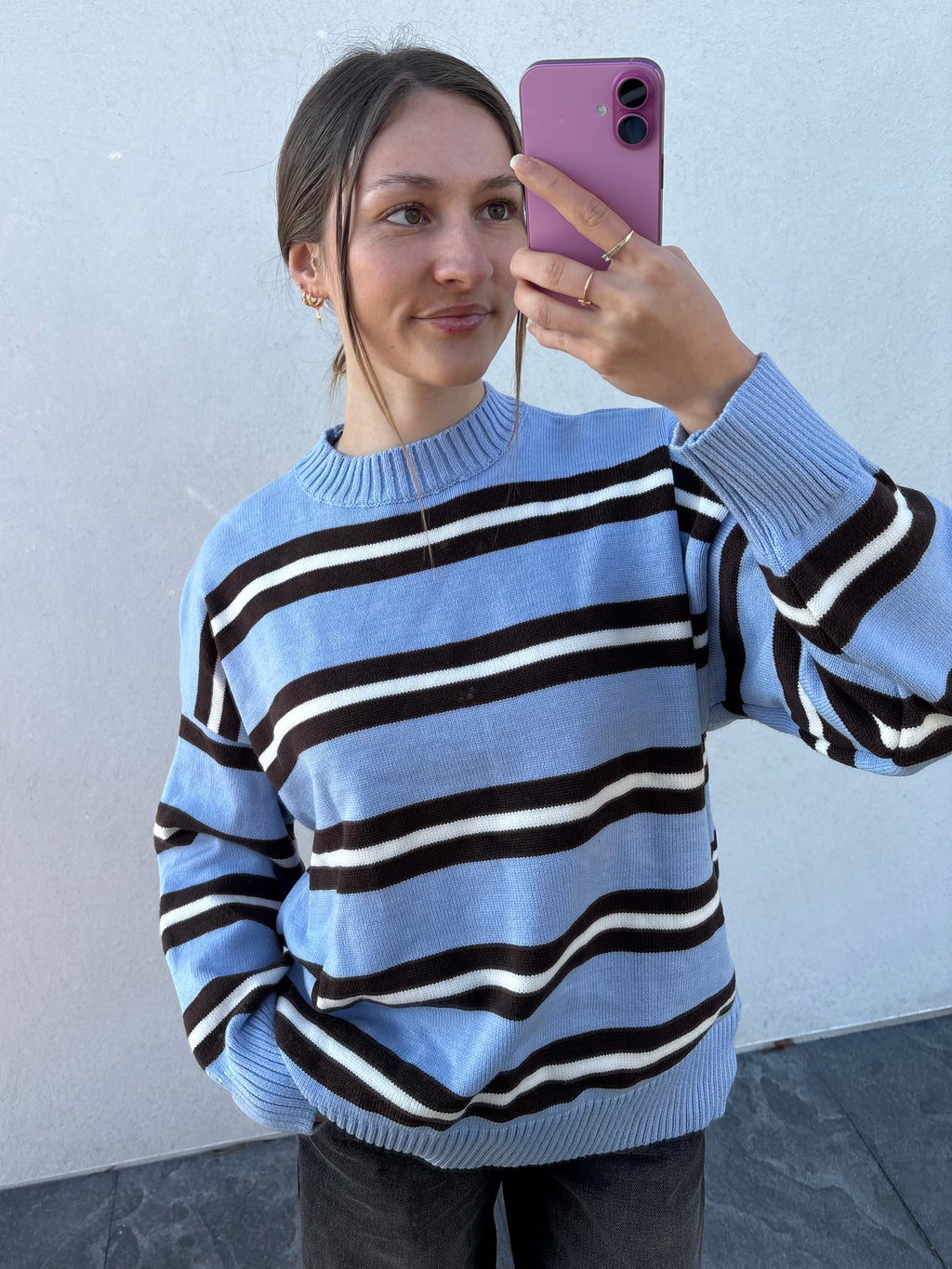 Pull rayé bleu