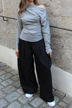 Top manches cloutées - gris