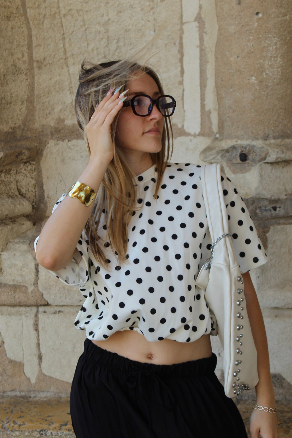 T-shirt à pois - Blanc