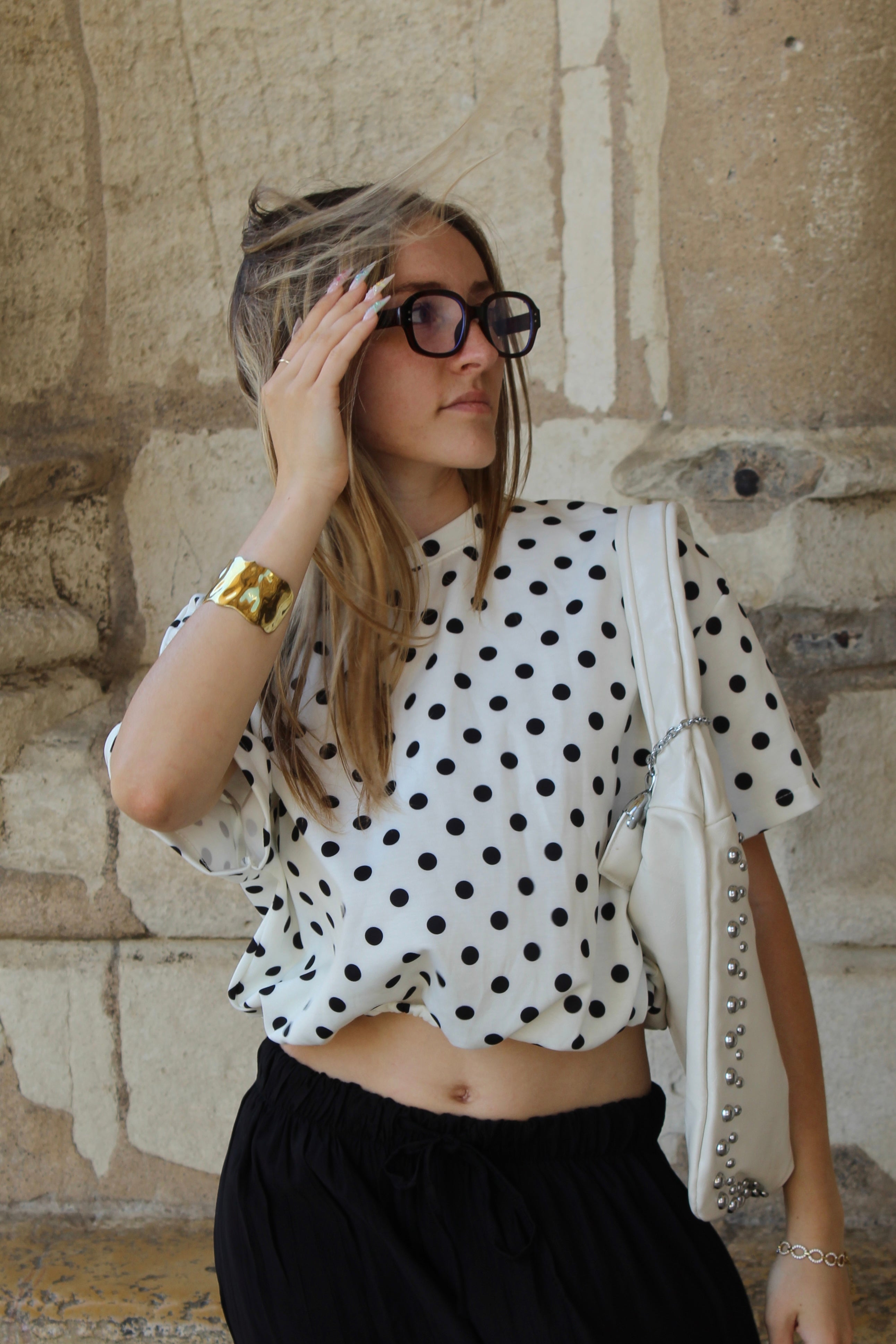 T-shirt à pois - Blanc