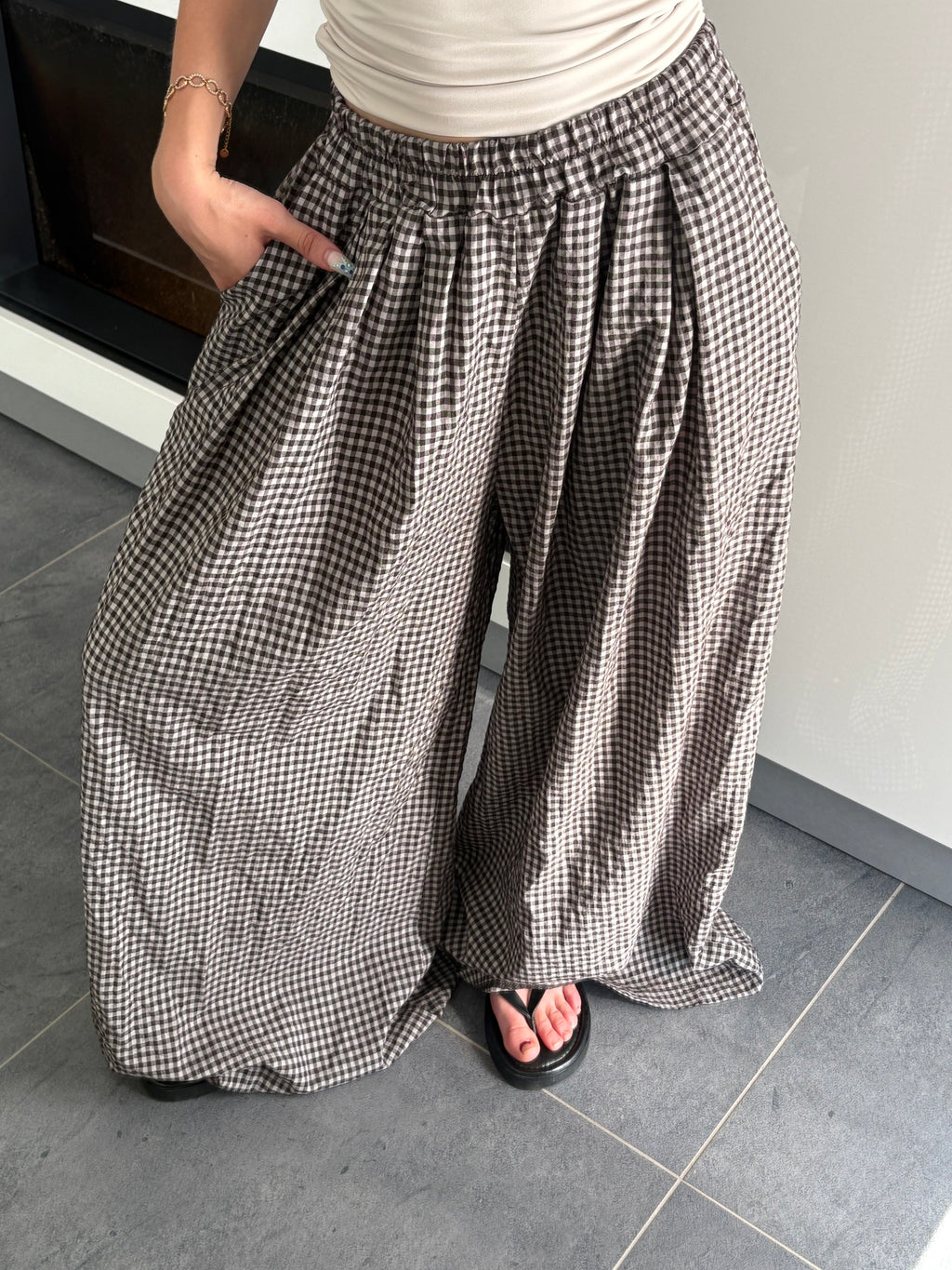 Pantalon carreaux - Marron
