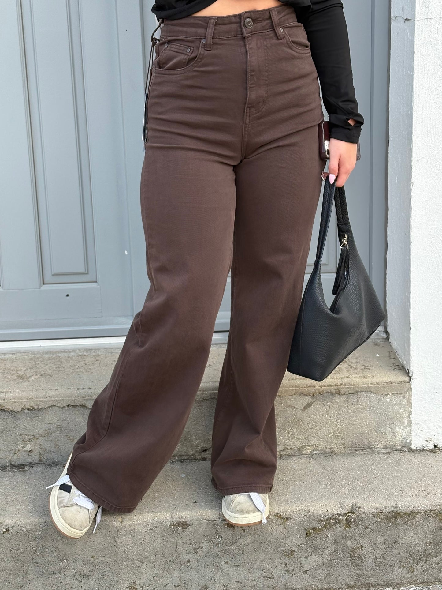 Pantalon wide-leg marron