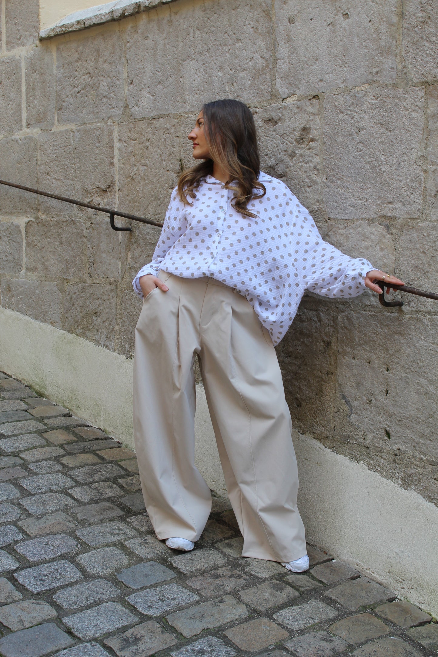 Chemise pois gaze de coton