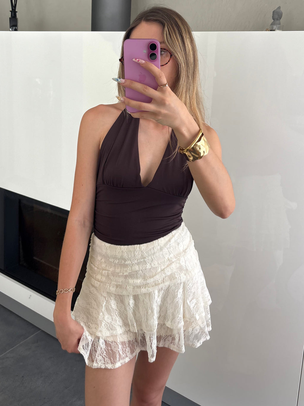 Jupe short dentelle