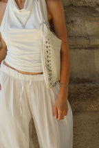 Sac clou argenté - Blanc