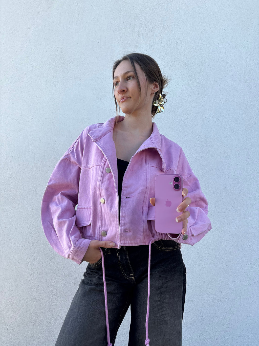 Veste en jean rose