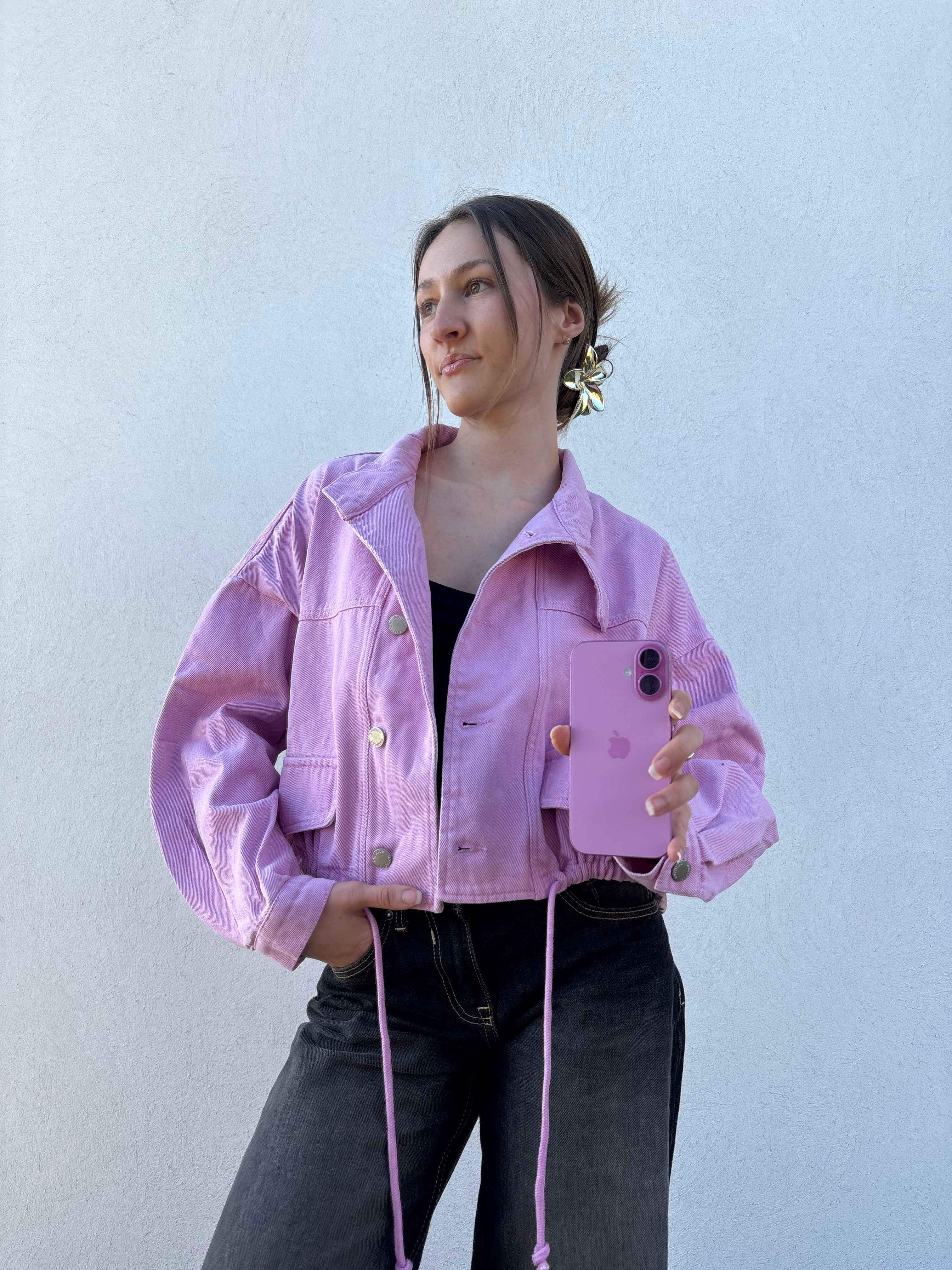 Veste en jean rose