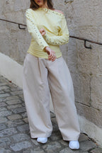 Top manches cloutées - jaune