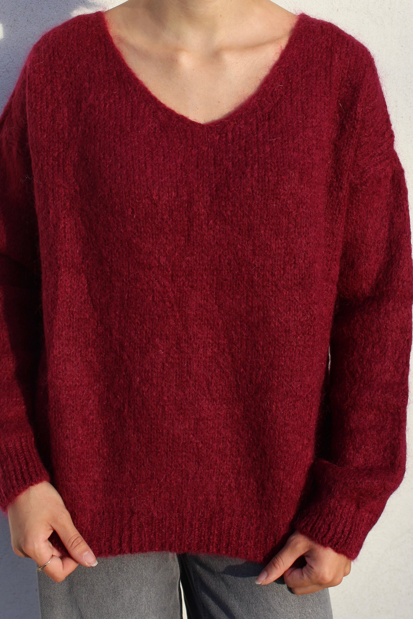Pull bordeaux mohair