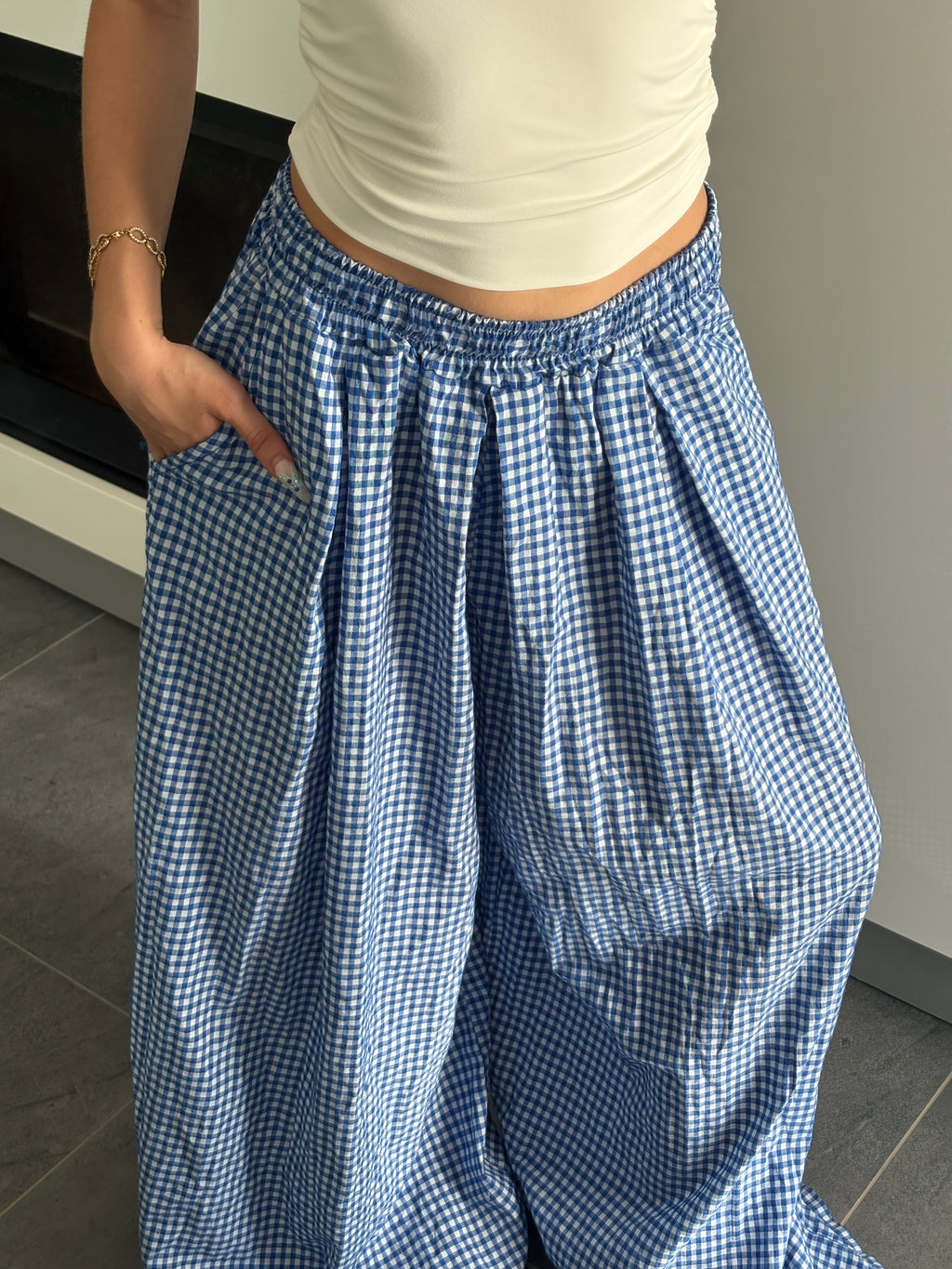 Pantalon carreaux - Bleu roi