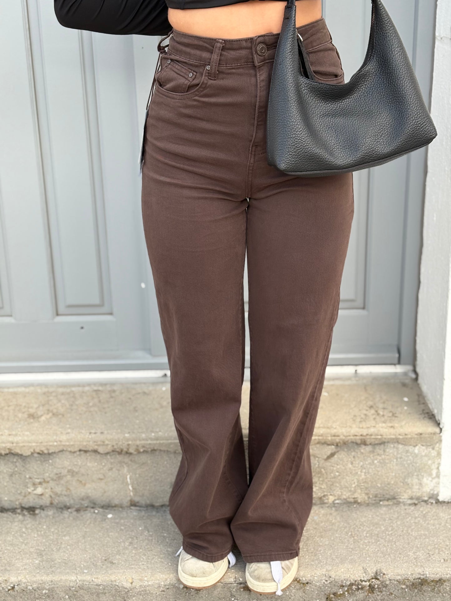 Pantalon wide-leg marron