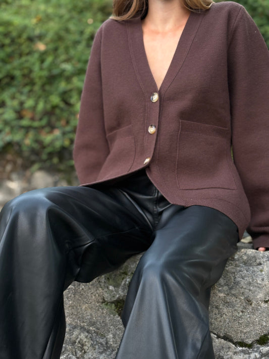 Cardigan cintré chocolat