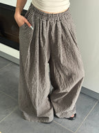 Pantalon carreaux - Marron
