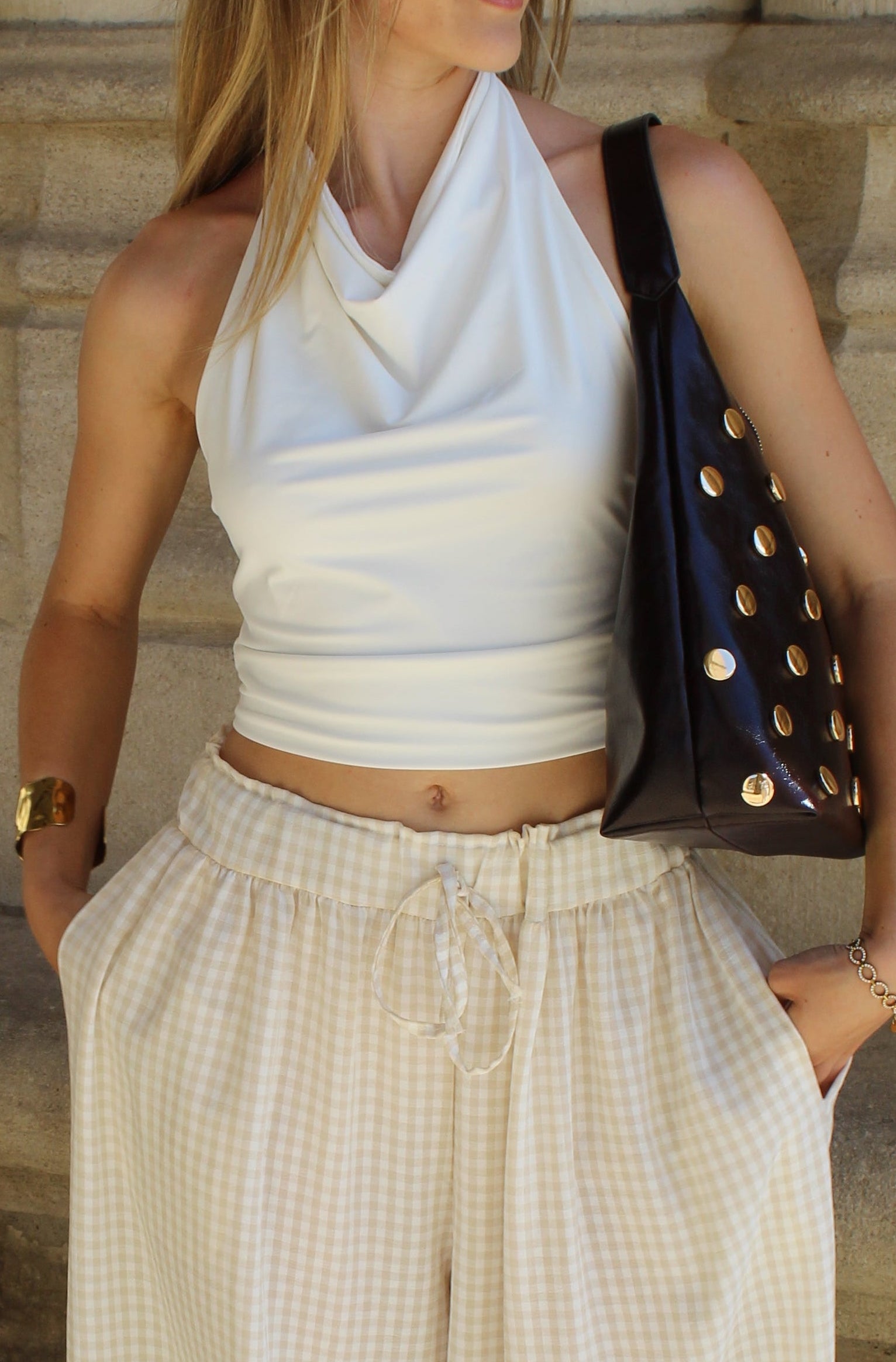 Pantalon ballon vichy - Beige