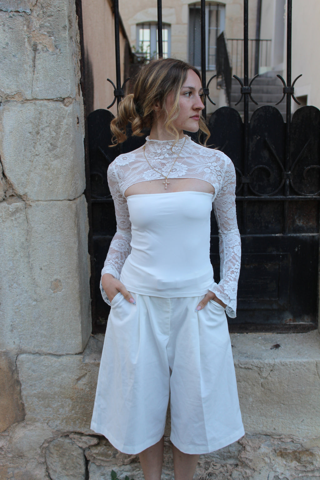 Top dentelle blanc