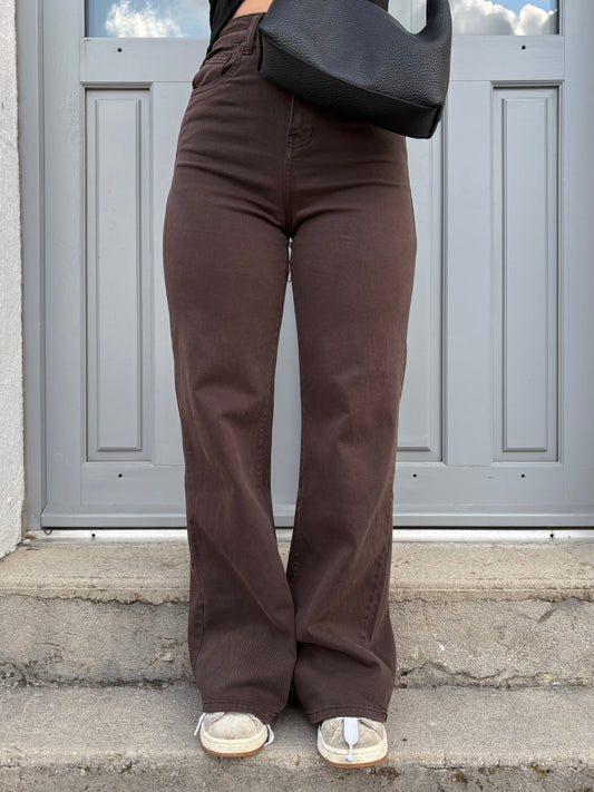 Pantalon wide-leg marron