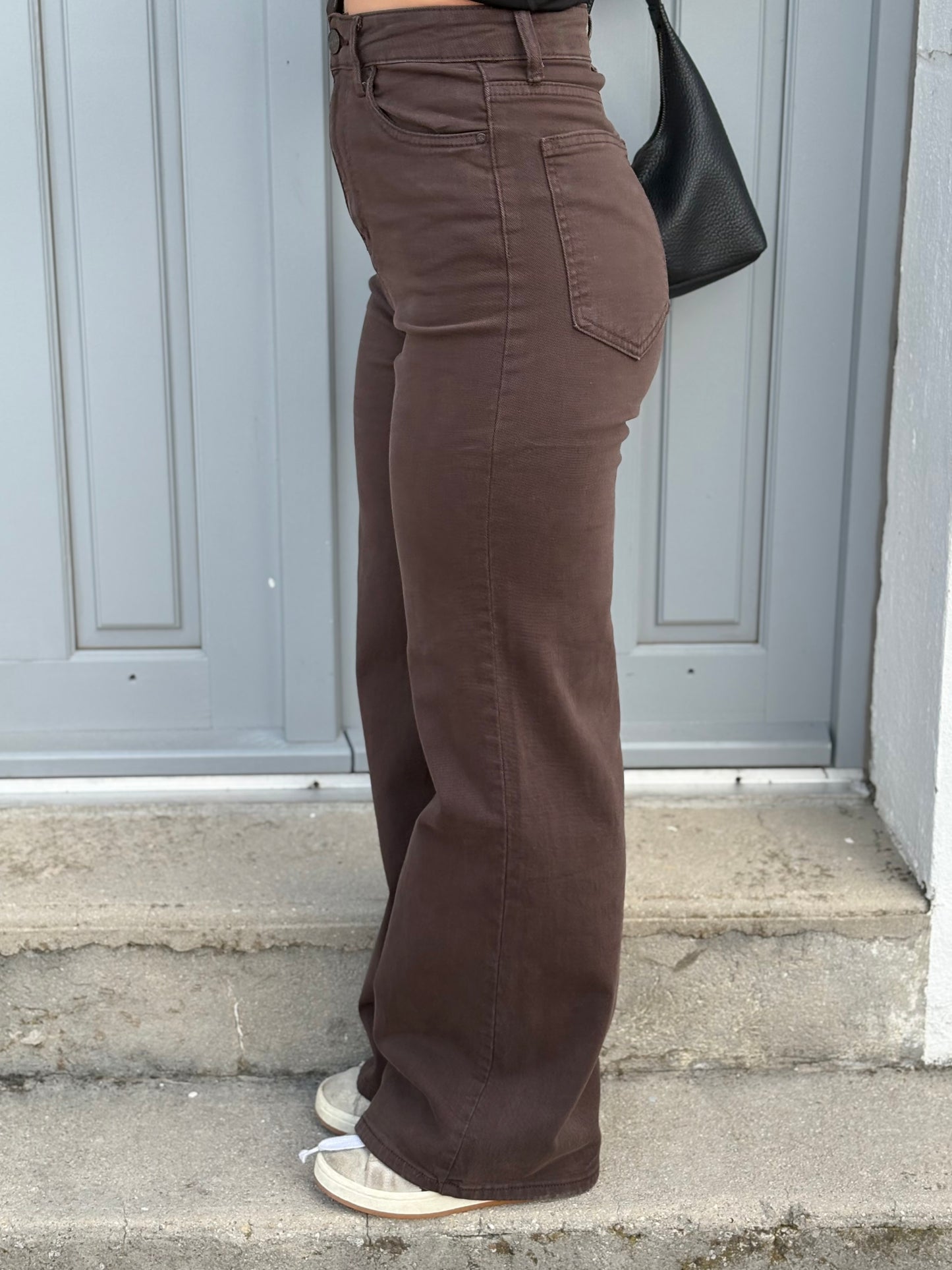 Pantalon wide-leg marron