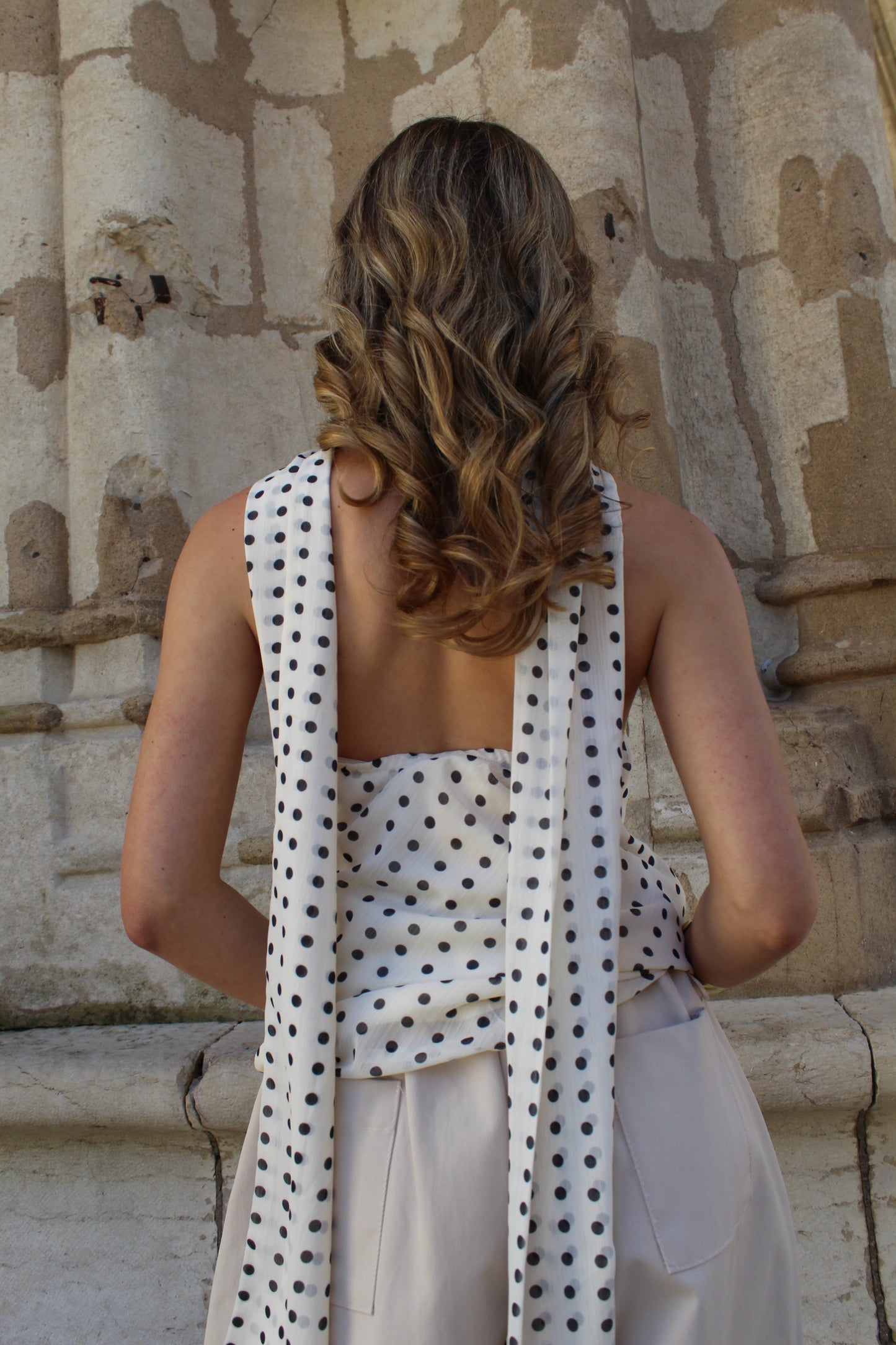 Top à pois blanc