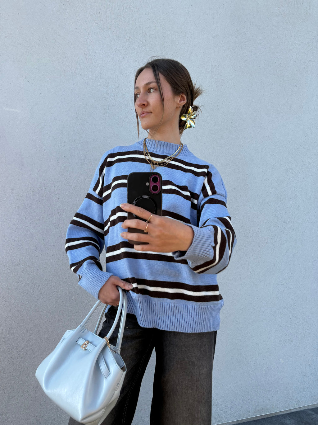 Pull rayé bleu